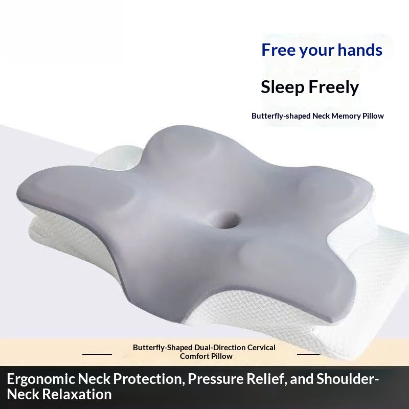 Slow-Rebound Memory Foam Neck-Care Sleep Aid Butterfly-Shaped Ergonomic Multi-Functional Side-Sleeping Pillow