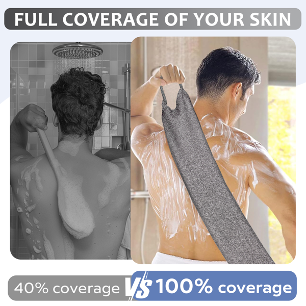Premium Bamboo Fiber Exfoliating Body Scrubber Towel Deep Clean & Gentle Exfoliation For Smooth Skin-Grey