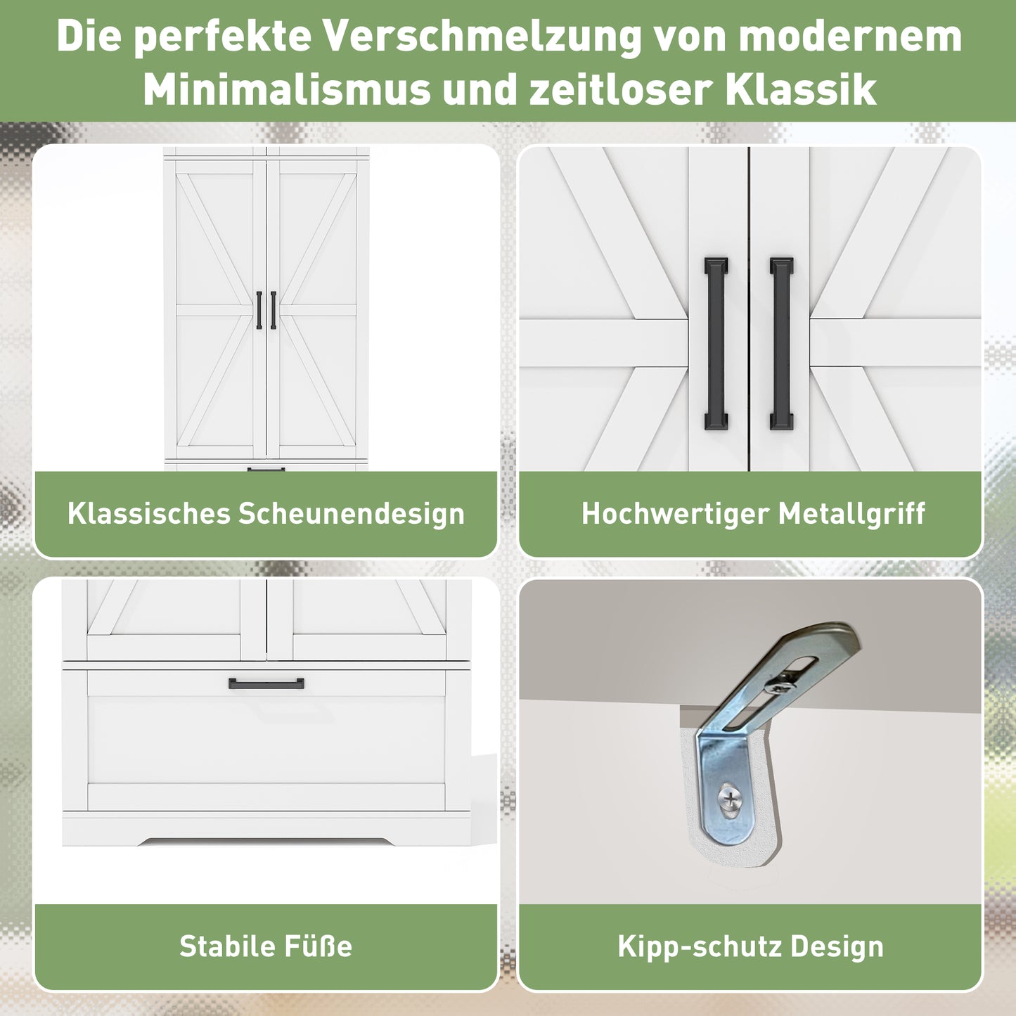 80x40x180cm Freestanding Kitchen Storage Cabinet With Adjustable Shelves, Drawers, Wine Rack And Doors With Shelves. Suitable For Dining Room And Living Areas.