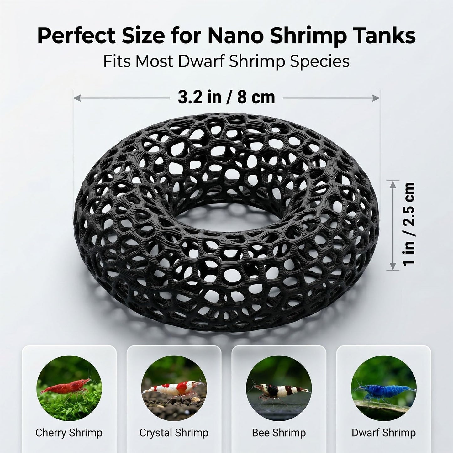 Shrimp Cave For Moss & Plants, 2-Pack Aquarium Hide For Neocaridina, Cherry &  Shrimp, Aquascape Decor For Ferns & Anubias, Black