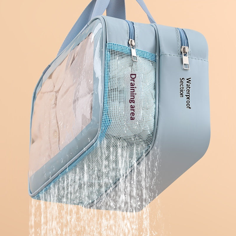 Korean-style Portable Waterproof Wash Bag With Dry-wet Separation And A Matte Finish For Bathing And Swimming