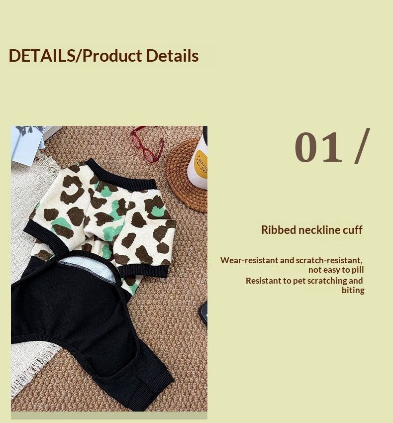 Thickened Four-Leg Full-Body Winter Warm Leopard Print Dog Jumpsuit