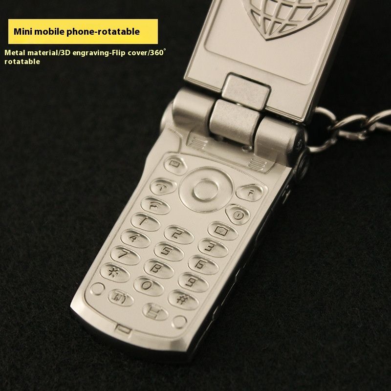 Creative Mini Small Mobile Phone Flip Rotating Keychain