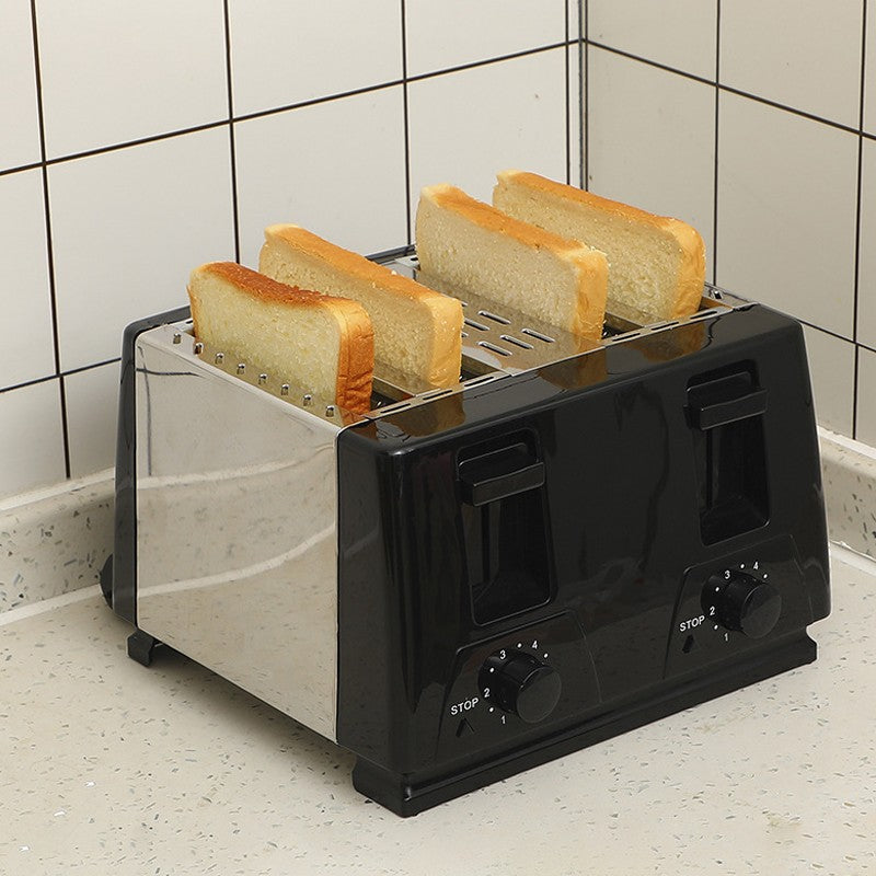 Kitchen Toaster 4 Slice Steel Variable  Defrost Reheat Extra Wide Slot