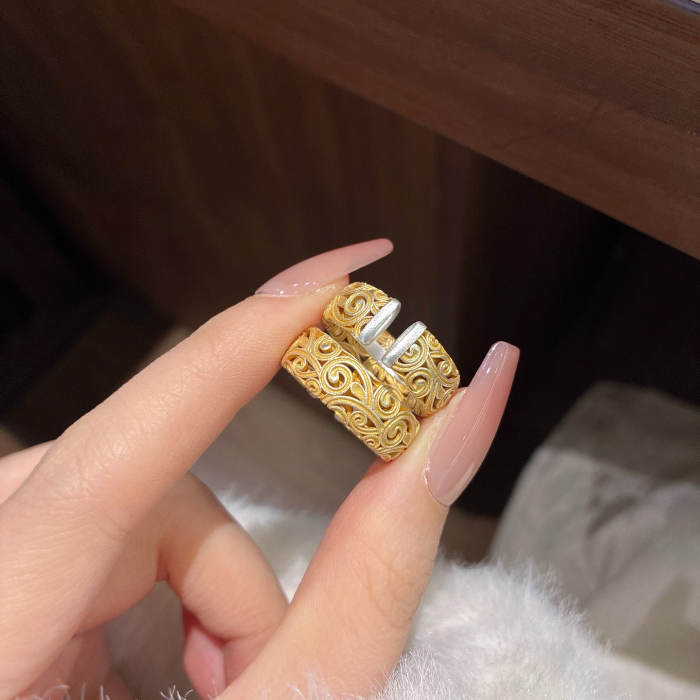 1pcs 999.9 Sterling Silver Filigree Cloud Statement Ring, Luxury Retro Style, Ideal For Birthdays & Holiday Gifts