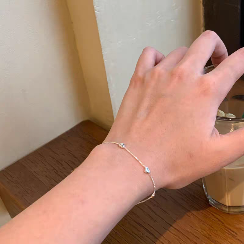 1pc 999 Sterling Silver Multi-Heart Chain Bracelet, Minimalist Delicate Style, Perfect For Daily Wear And Valentine's Gift