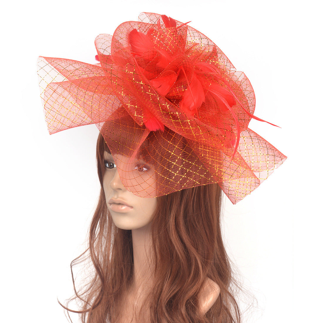 Tea Party Veil Feather Headdress Small Top Hat Performance Headpiece