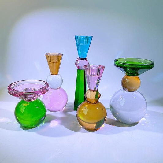 Crystal Multi-colored Candle Holder For Atmospheric Decor