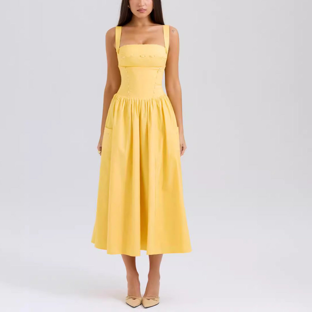 Womens Strapless Sleeveless Fashion Casual Dress