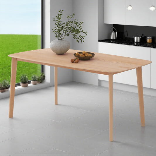 Pine Wood Dining Table For 6 Rustic Rectangular Kitchen Table Solid Wood With Large Table Top Non-slip Foot Pads For Dining Room