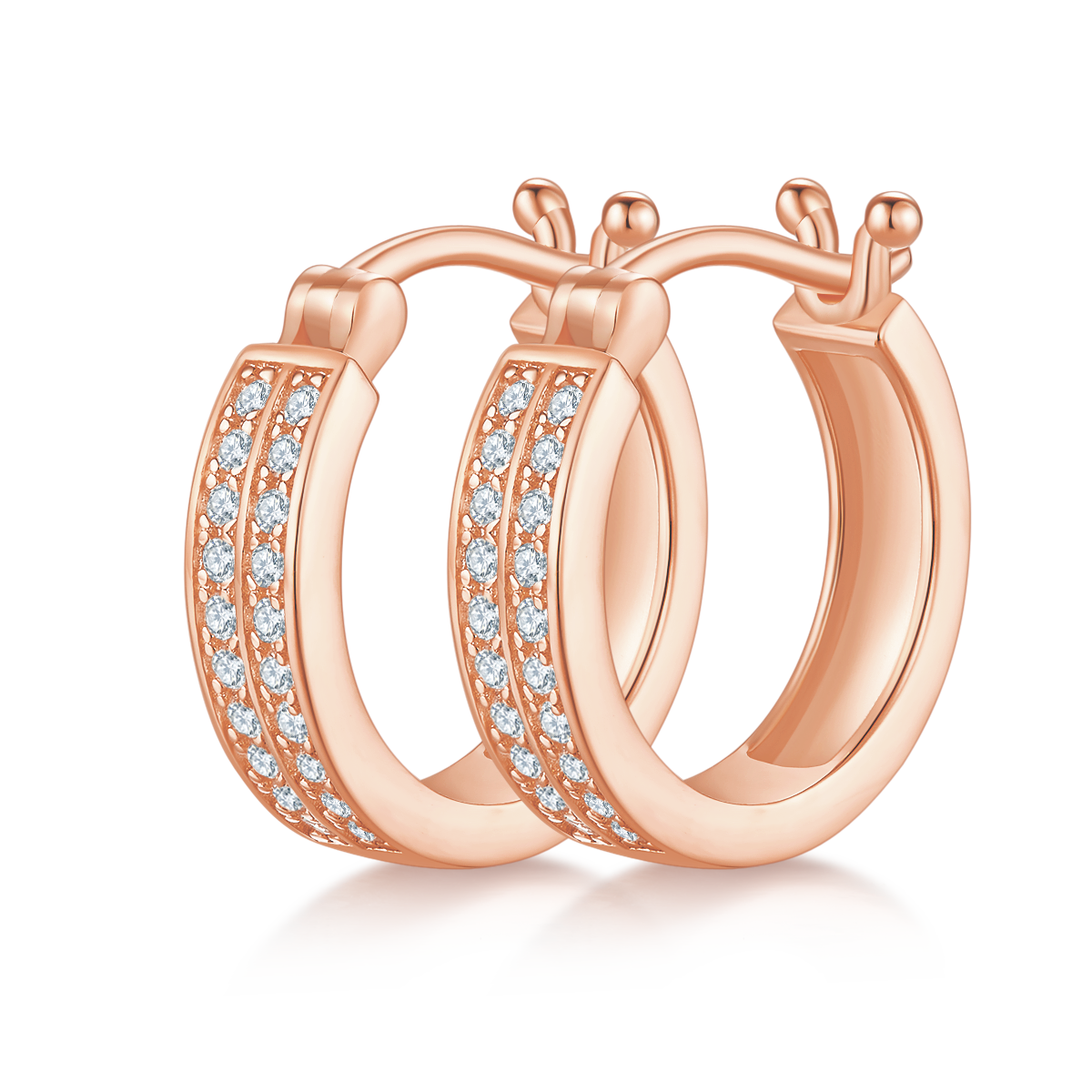 3.3g S925 Sterling Silver Double Row Moissanite Hoop Earrings 16mm  Platinum Plated Hinged Hoops With GRA Certificate, Jewelry Gift Box Set For Women
