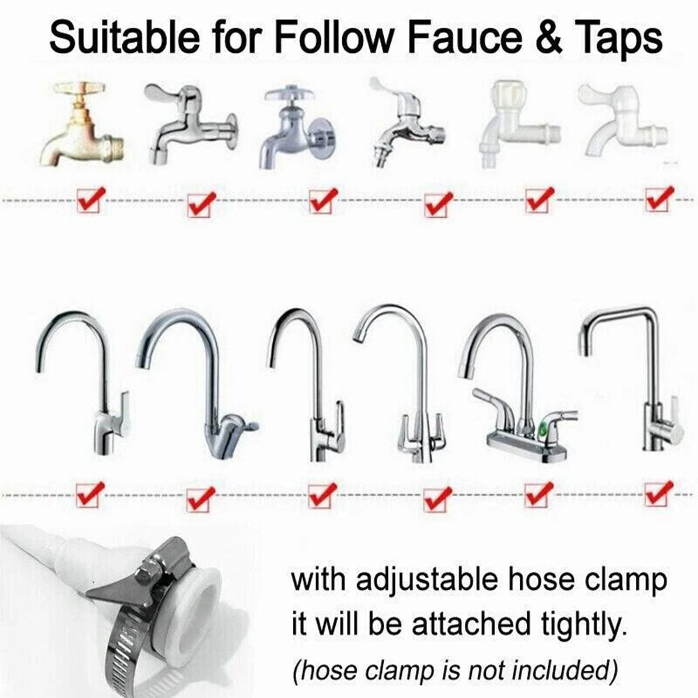 5m Push-On Spray Shower Head Bath Sink Tap Attachment Hose Soft Tube Pet Kids