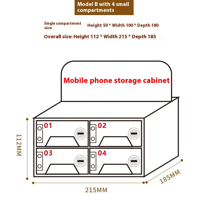 Acrylic Mobile Phone Storing Compartment With Charging Hole Transparent Storage Cabinet