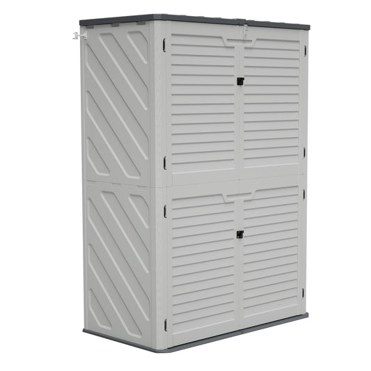Rust Proof Resin Garden Equipment Storage With Partitions - Weatherproof, Spacious, UV Resistant Material