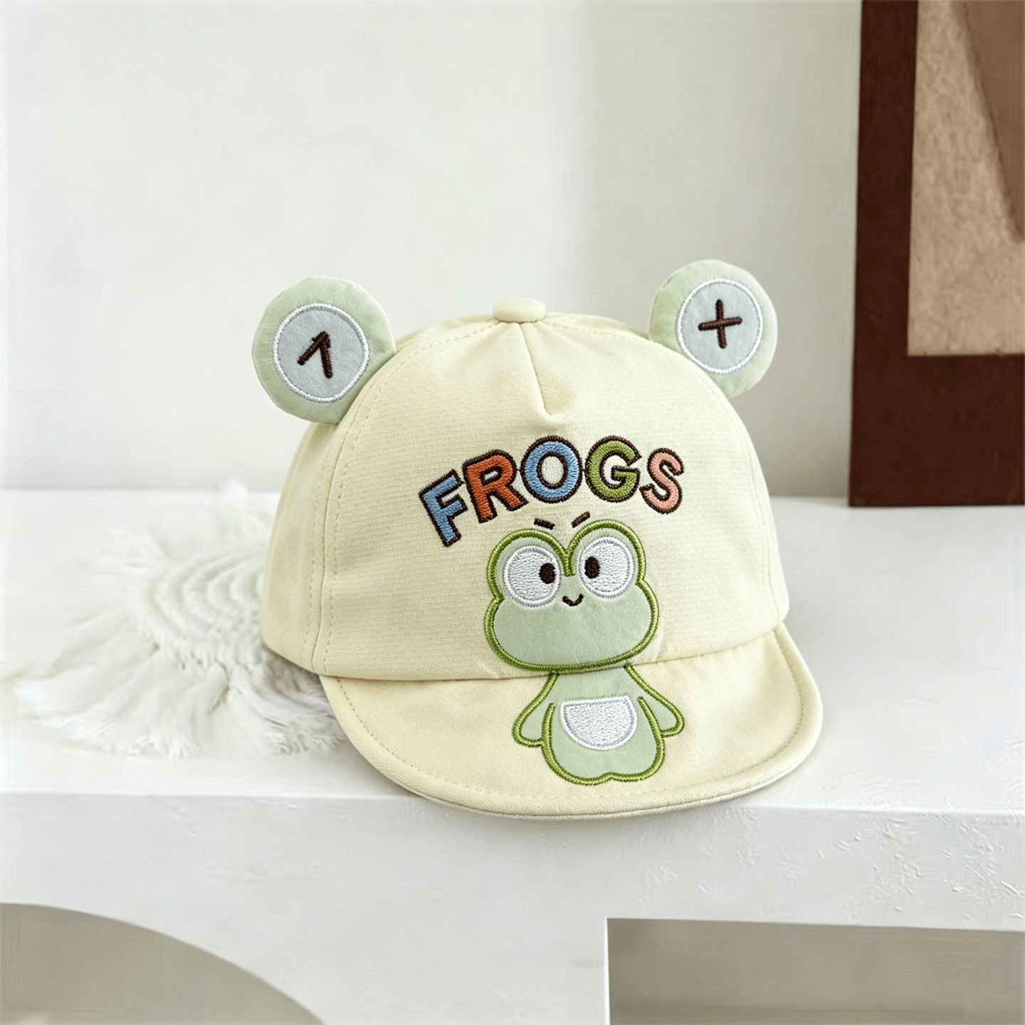 Super Cute Three-dimensional Frog Ears Baby Baseball Cap Soft Cotton Baby Sun Hat For Outdoor Use Cute Frog Embroidery
