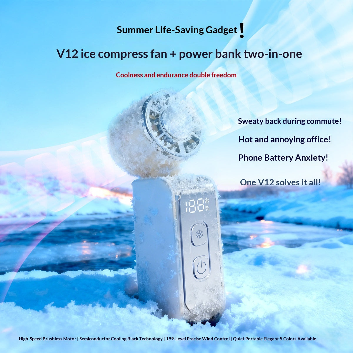 Dual-Use Semiconductor Cooling Ice Pack Portable USB Powerful Fan