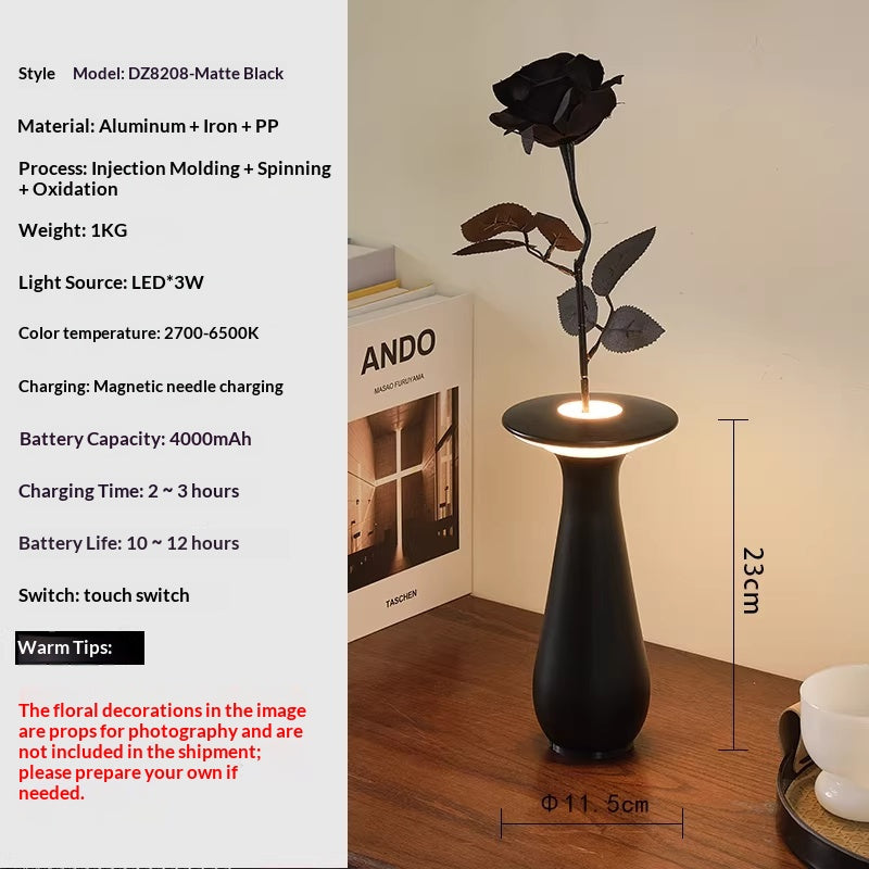 Creative Vase Decoration With Wireless Charging And Floral Arrangement Ambiance Lighting