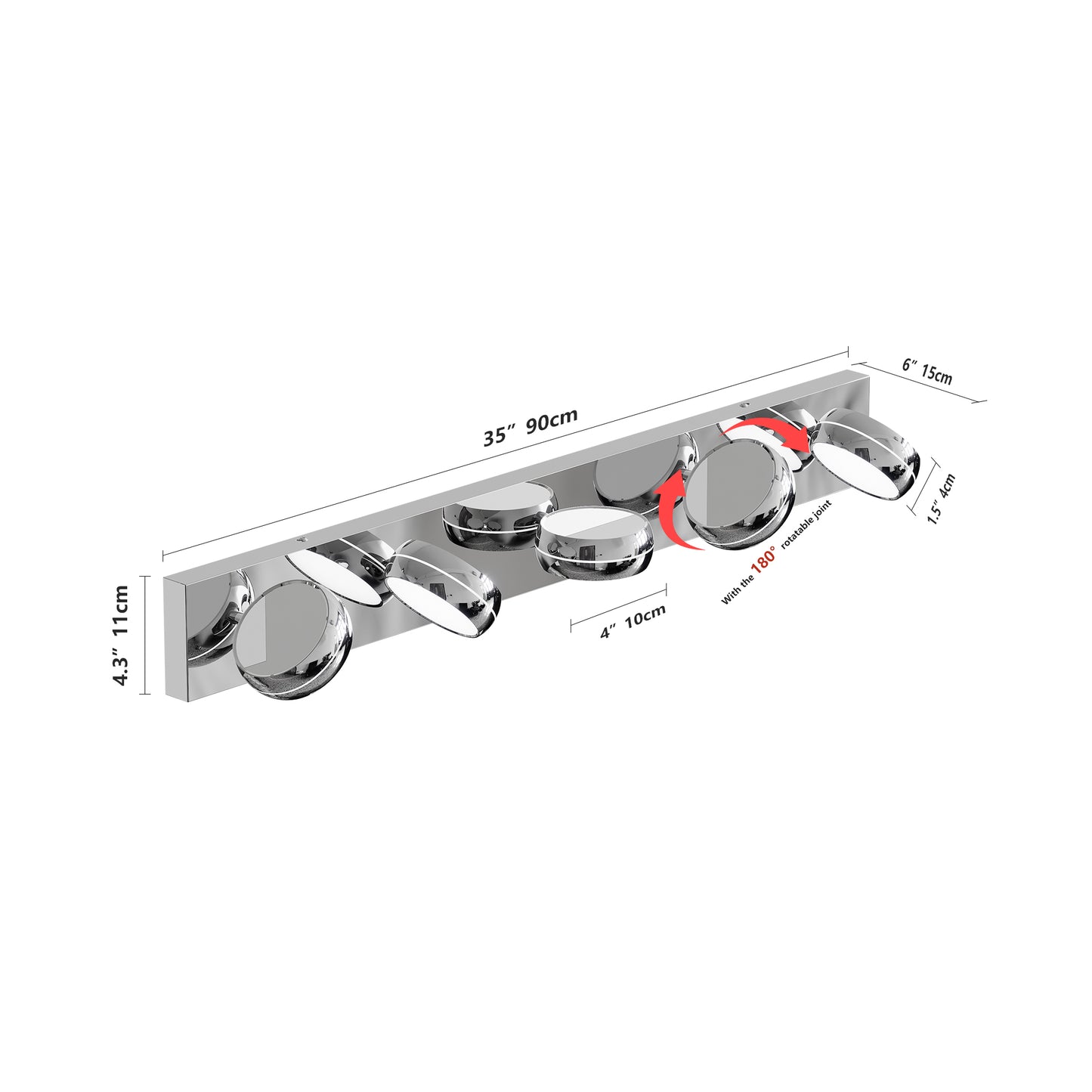 LED Vanity Lights 35in Bathroom Lights Fixtures Over Mirror 5 Light LED Lighting Fixture For Bathroom 18W Mirror Lighting Fixture Modern Bath Light Bar Chrome Bath