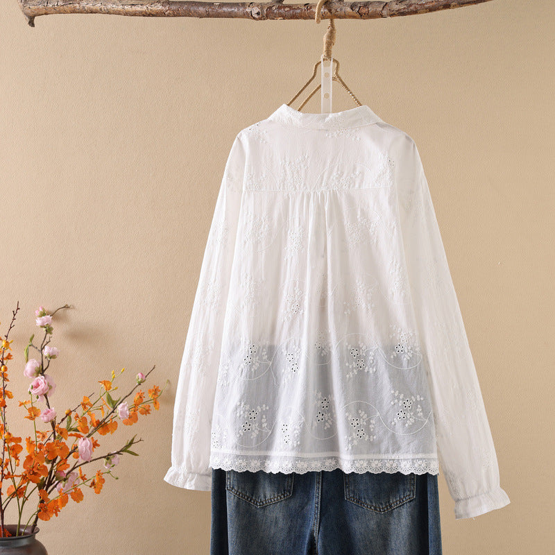 Artistic Full-Body Embroidered Butterfly Loose Shirt For Women