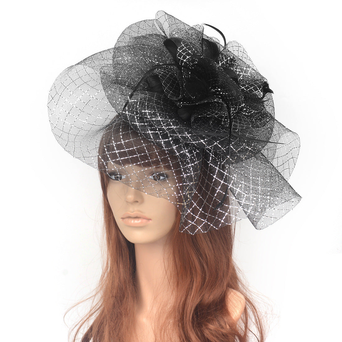 Tea Party Veil Feather Headdress Small Top Hat Performance Headpiece