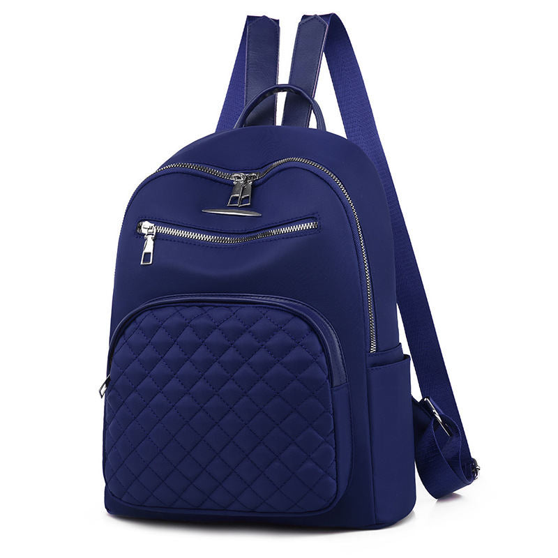 Womens Korean-style Solid-color Casual Oxford Cloth Backpack