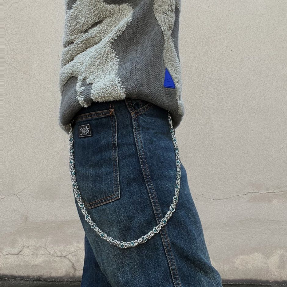 Metal Phants Zipper Accessories Men's Snake Bone Retro Waist Chain