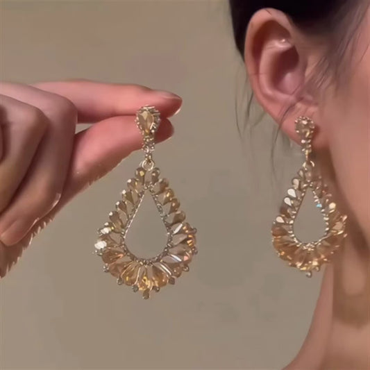 Exaggerated Tassel Earrings Women Silver Needle Diamond Fringe Statement Dangle Earrings Fashion