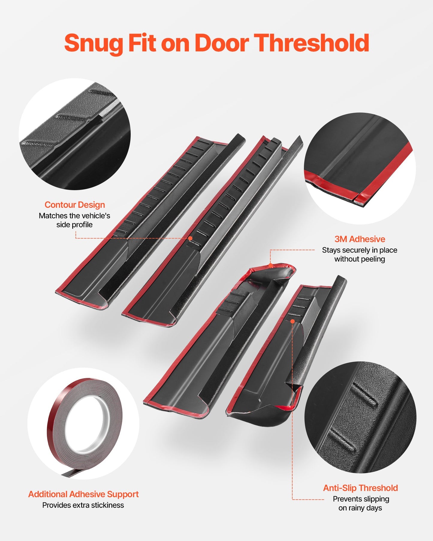 Rocker Panel Guard, 4-Piece Set, Compatible With 1999-2006 Chevrolet Silverado Extended Cab, Replacement For 14089 Trail Armor Side Skirts Extension Body Kit, Driver Side, 3M Adhesive, Black