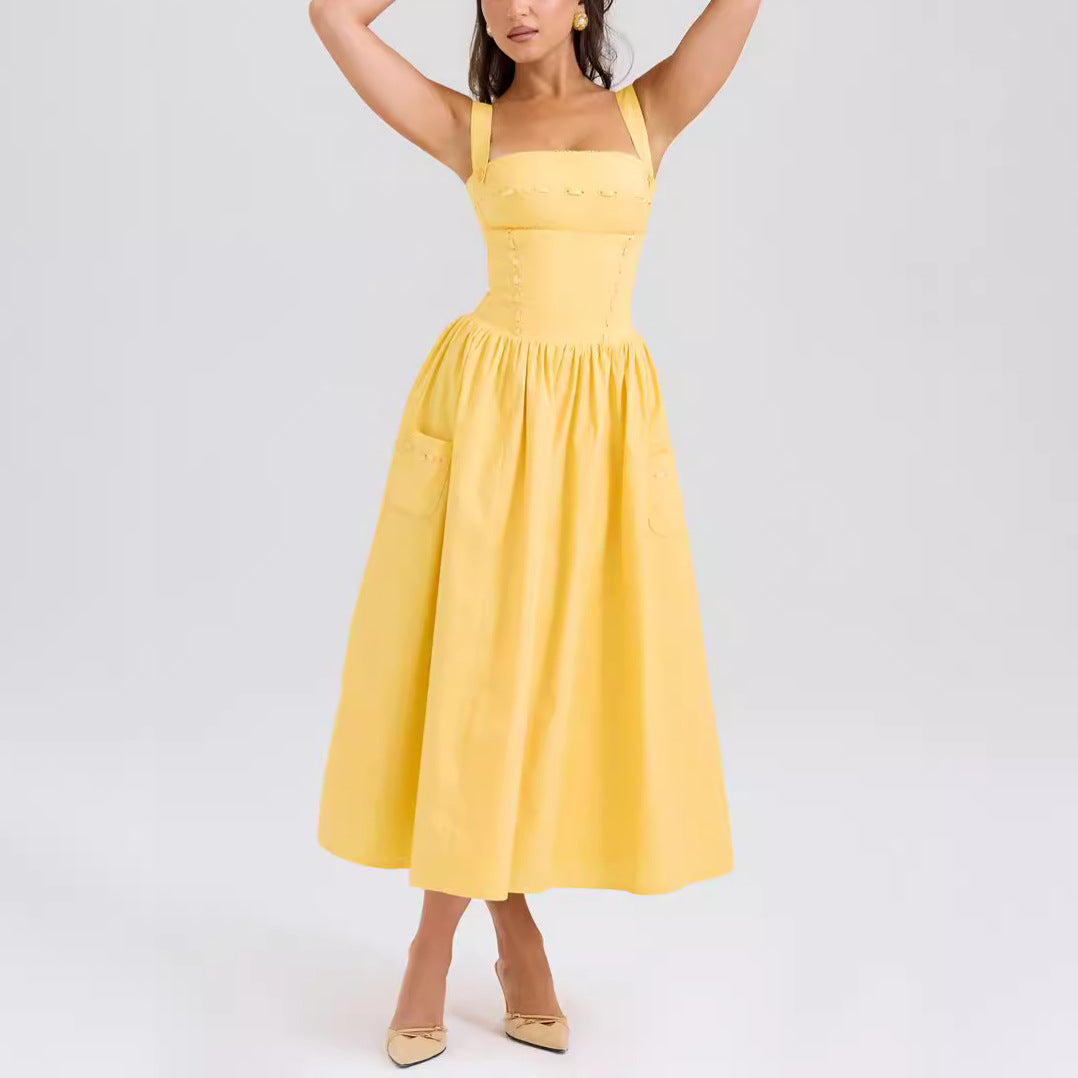 Womens Strapless Sleeveless Fashion Casual Dress