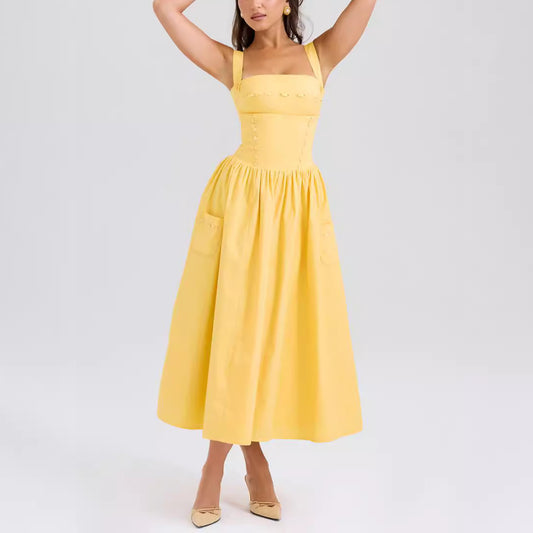 Womens Strapless Sleeveless Fashion Casual Dress