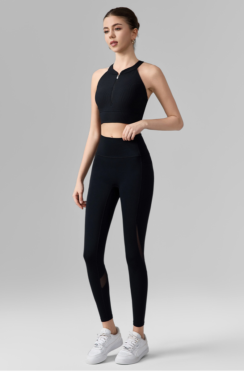Women's Yoga Pants With Phone Pocket, Mesh Spliced Fitness Trousers For Outdoor Sports, Running And Yoga