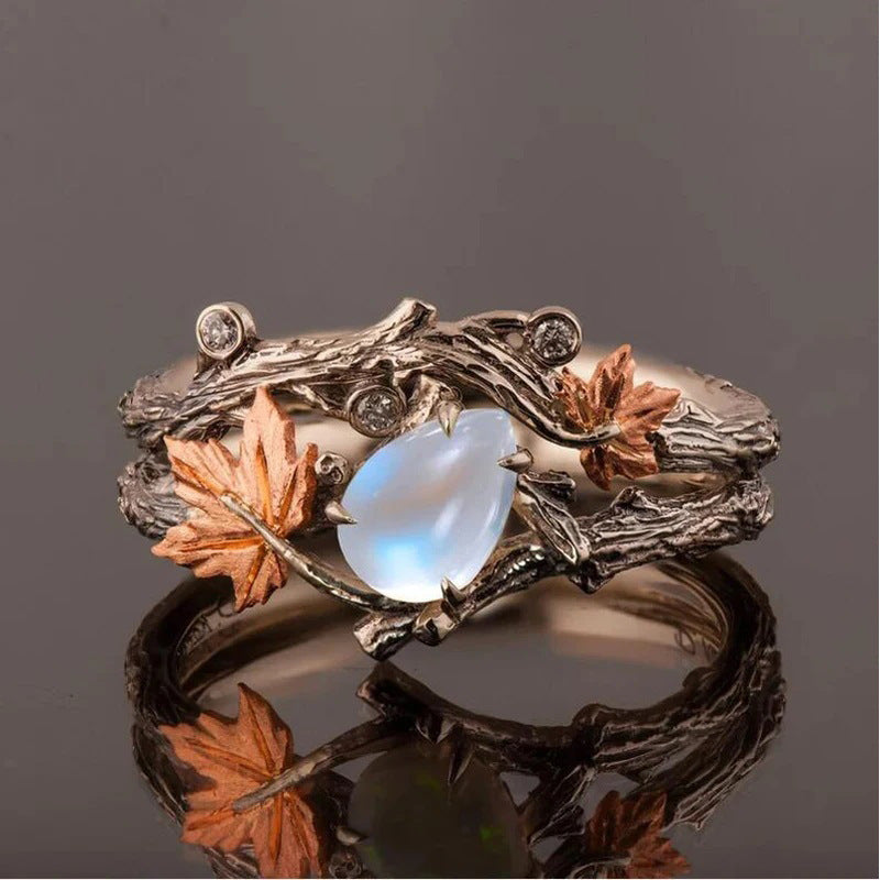 New Retro Golden Maple Leaf Ring, High-end Light Luxury Design, Women Finger Ring, Ideal Gift For Anniversary