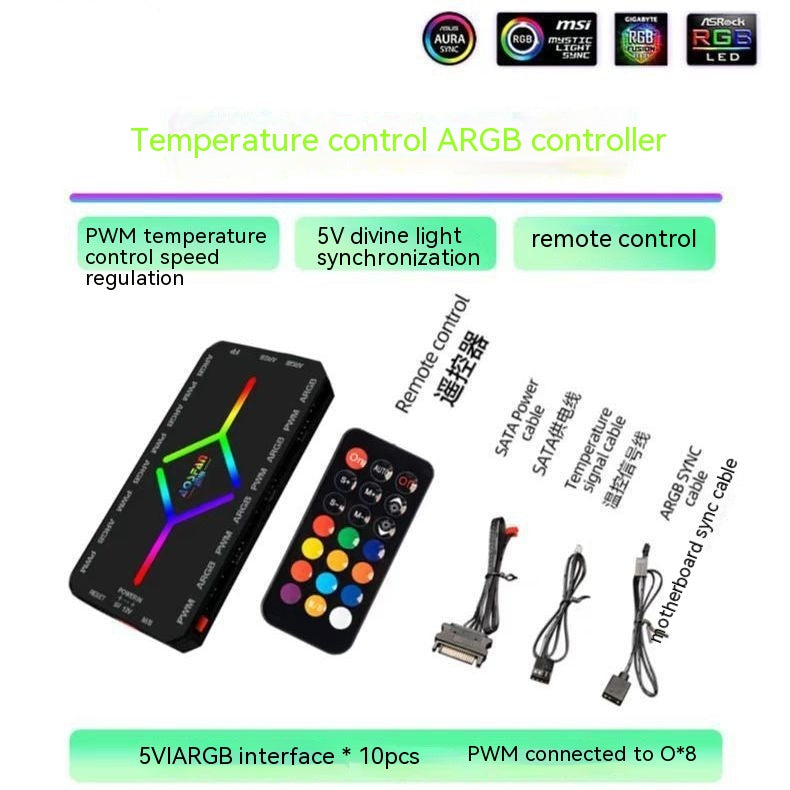 Computer Rgb Water Cooling Fan Shengguang Synchronous Line Concentration Controller Two-in-one