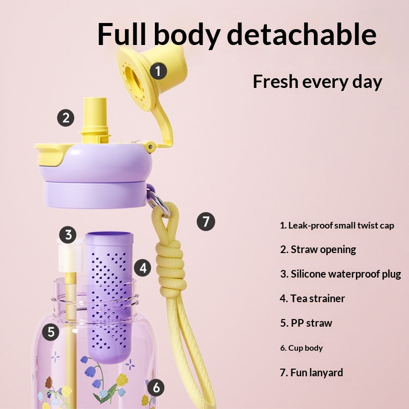 Straw-top Portable Cold-water Cup With Tea Infuser Compartment
