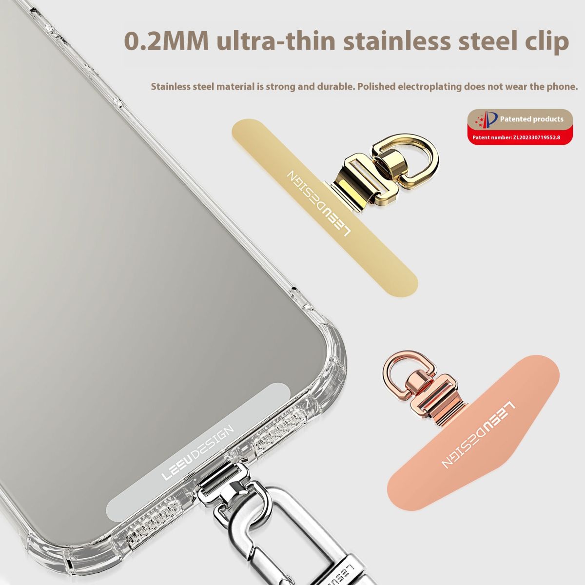 Rotating Mobile Phone Gasket 02mm Ultra-thin Stainless Steel Mobile Phone Lanyard Clip