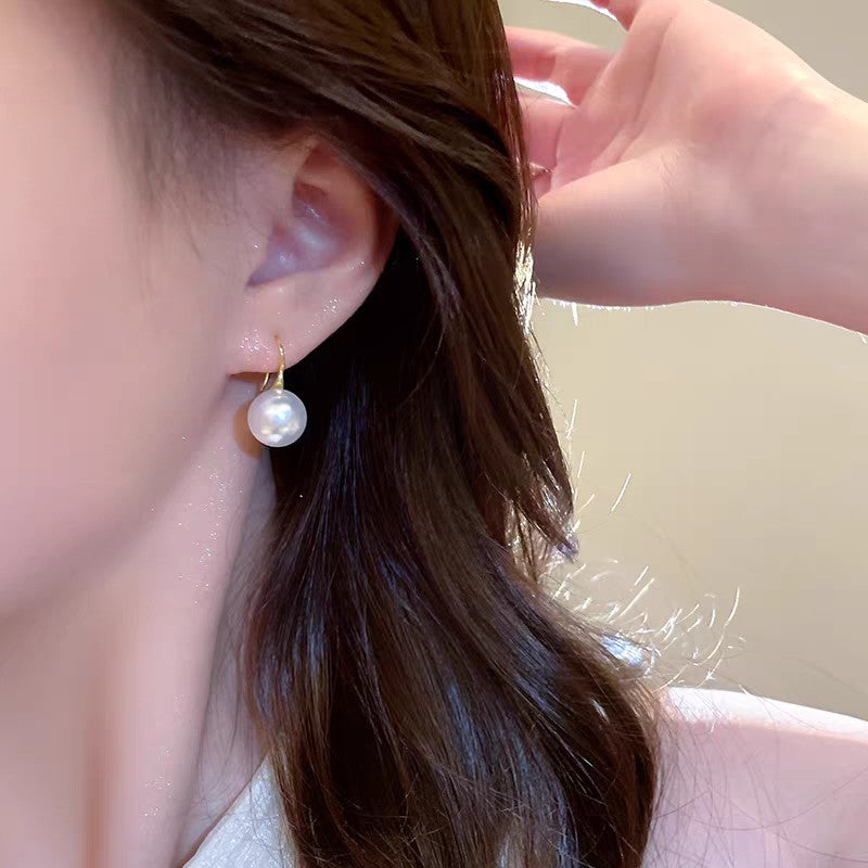1 Pair S925 Sterling Silver High Heel Hook Large Shell Pearl Drop Earrings, Elegant & Versatile, Perfect For Daily, Party & Dating, Ideal Valentine's Gift
