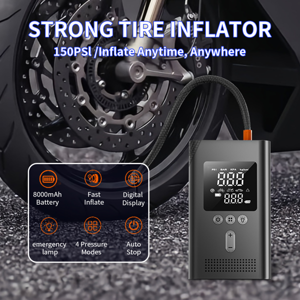 Portable Car Starter With Air Compressor,150PSI Digital Tire Inflator,Car Battery Starter 9.0 Gas 6.5L Diesel,Safe Clamps For Easy Use, Christmas Gift