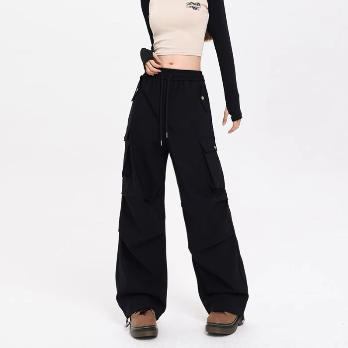 Korean Style Niche Drapey Cargo Pants For Women
