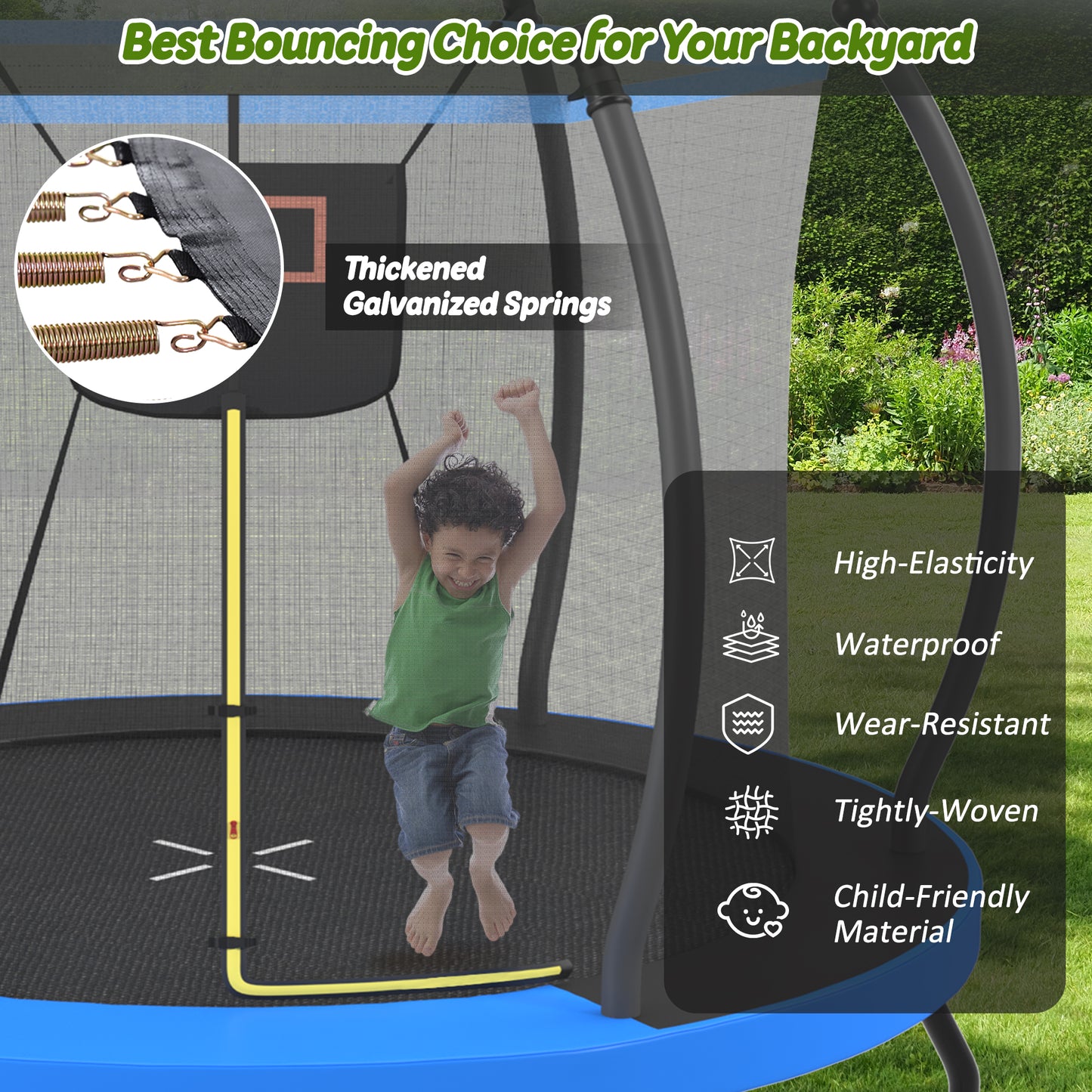 10FT Trampoline With Basketball Hoop, Enclosure Net And Ladder, Outdoor Trampoline For Kids, Recreational Backyard Trampoline