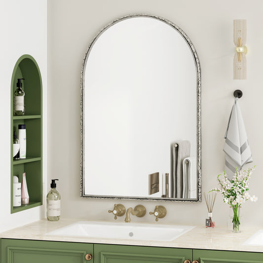 Arched Mirror,Wall Mirror For Bathroom,Vanity Mirror Or Wall Decor Arch Mirror For LivingRoom Bedroom Entryway,Silver