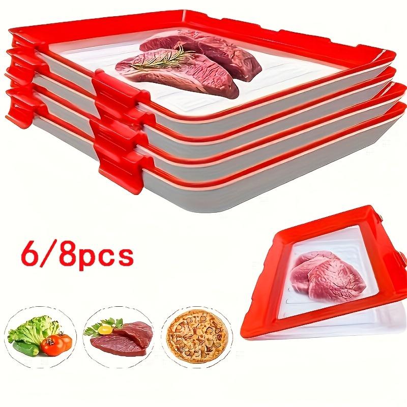 Disposable Red Plastic Food Tray Thickened Rectangular Serving Tray Waterproof And Oil-Resistant Suitable For Fruit, Vegetables, Meat, Supermarket Packaging, Kitchens, And Food Service.
