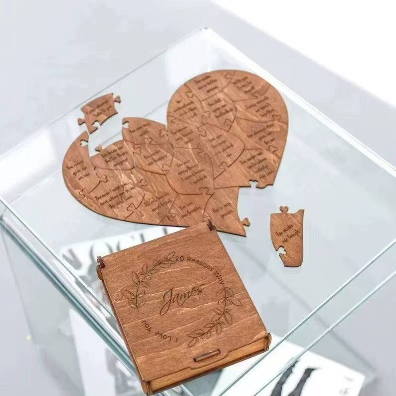 Anniversary Gift Wooden Heart-Shaped Puzzle
