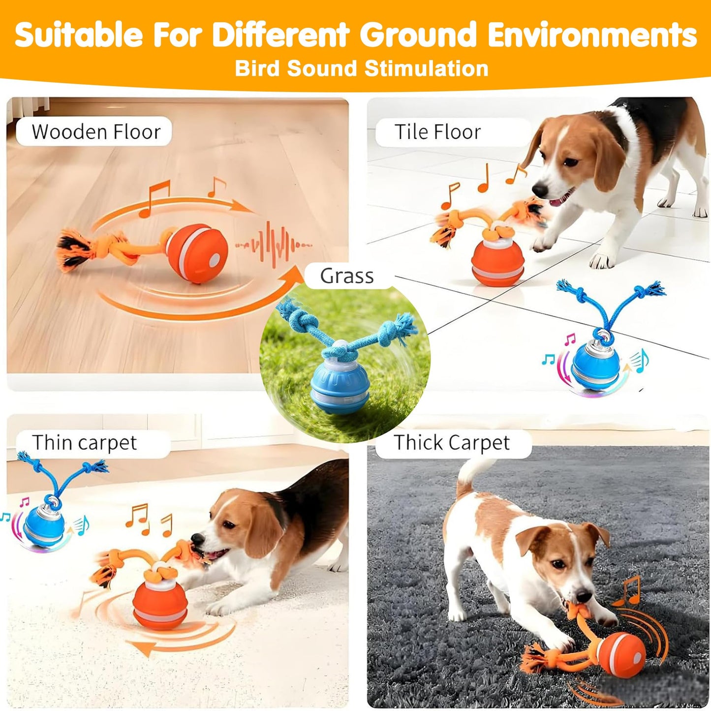 Interactive Dog Toys,Dog Ball Toy With Squeaky Birdsong Sound And Stimulation,Automatic Motion Activated Dog Toy For Boredom,Indoor Outdoor Pet Exercise Toy For Small,Medium Dogs