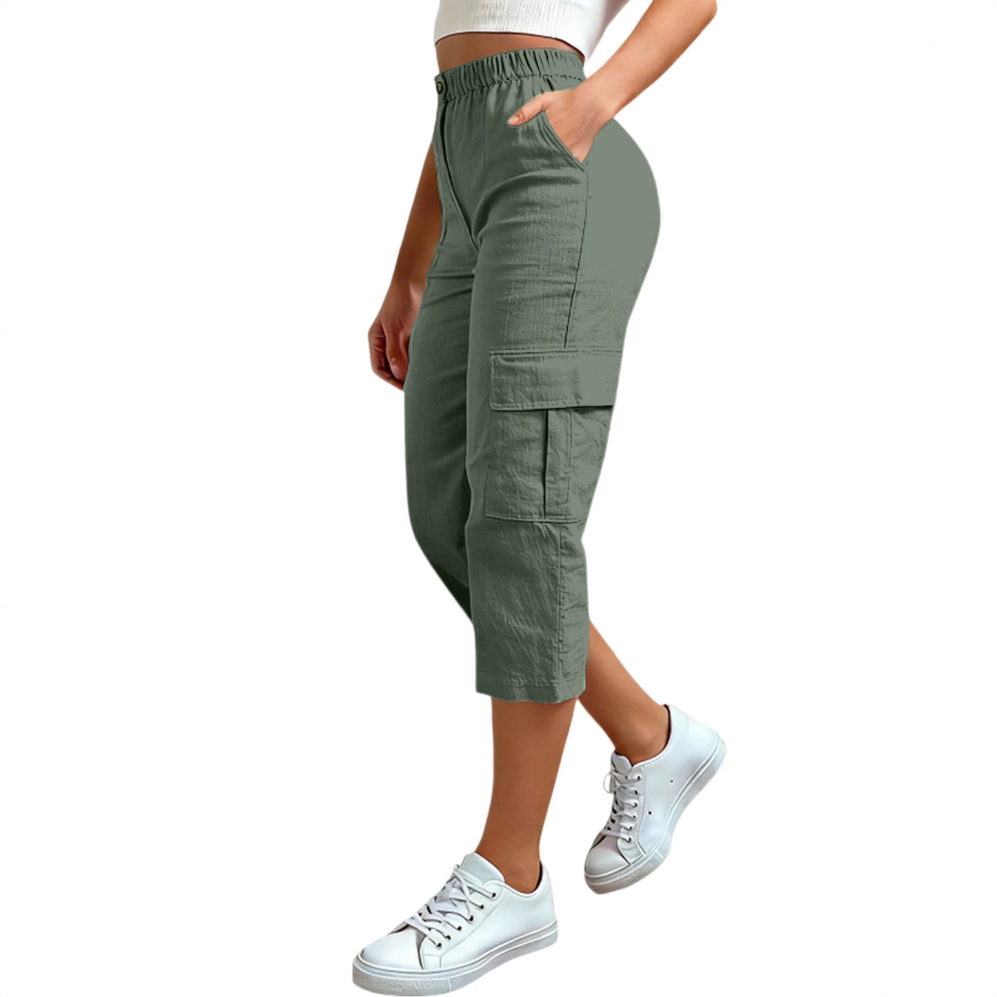 Loose-fit Casual Pants With Multiple Pockets Cross-border Fashion Cropped Trousers