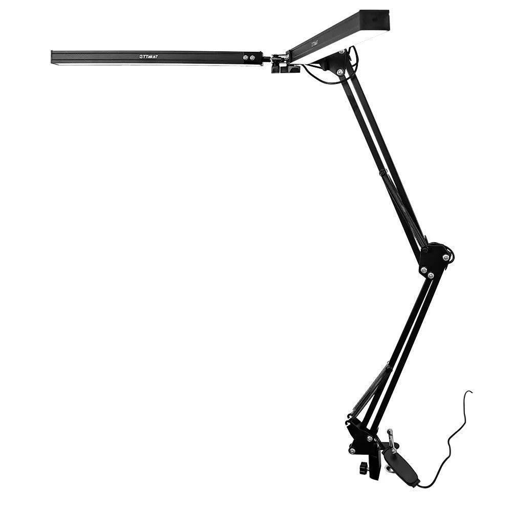 Double-Head Led Desk Lamp Swing Arm Clamp Folding Dimmable Adjustable Brightness