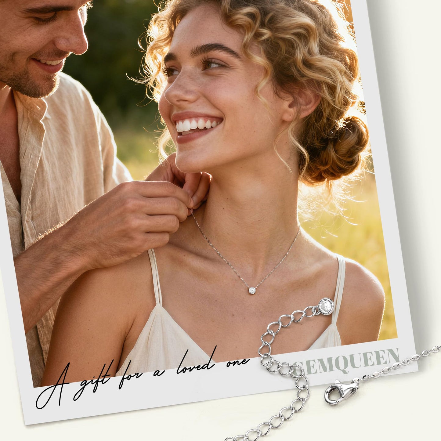 Moissanite Necklace 925 Sterling Silver Layered Necklaces For Women 18K White Gold Plated Hypoallergenic Dainty Stack Chain Choker Pendant Jewelry Gifts D Color