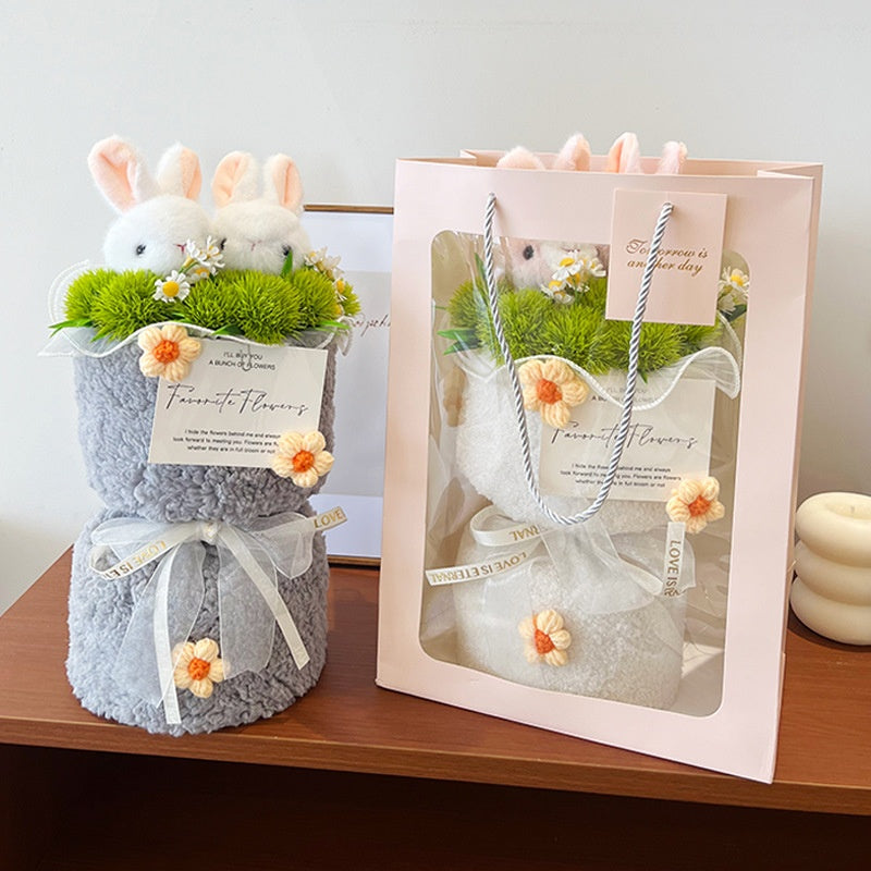 Internet-famous Rabbit Eating Grass Plush Bouquet Gift
