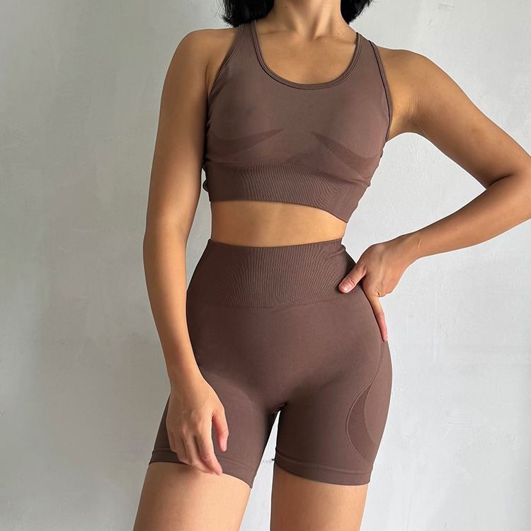 Quick-drying Sports Suit Women's Seamless Yoga Suit Yoga Clothes Shorts Two-piece Set