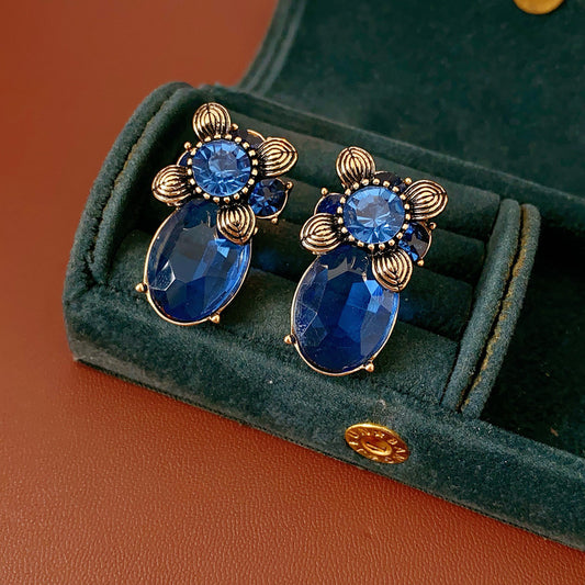 All Match Retro Crystal Fringe Earrings Women 925 Silver Pin Rhombus Tassel Fashion Jewelry