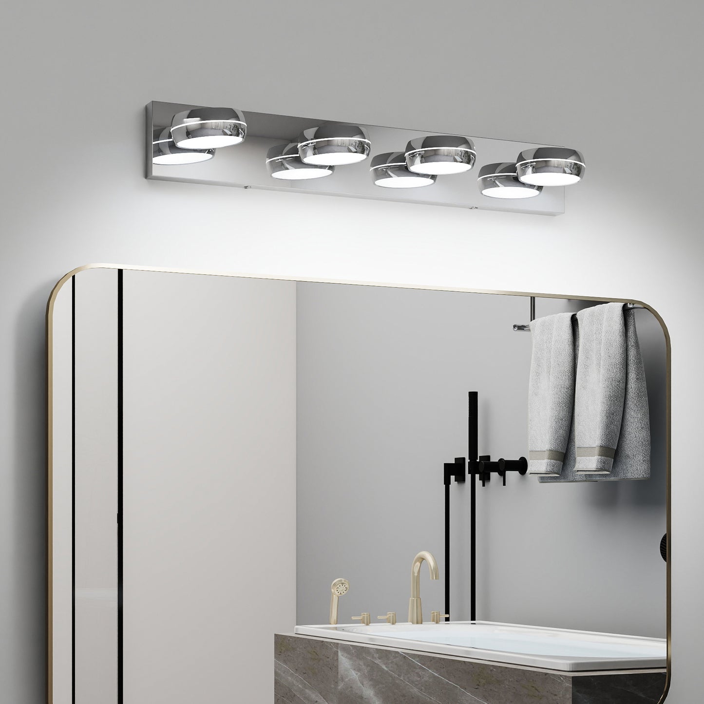 LED Vanity Lights 28in Bathroom Lights Fixtures Over Mirror 4 Light LED Lighting Fixture For Bathroom 18W Mirror Lighting Fixture Modern Bath Light Bar Chrome Bath
